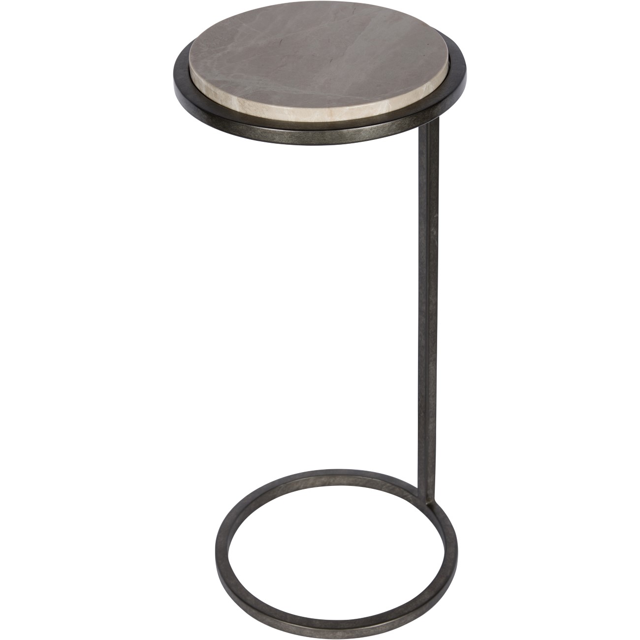 Iota Grey Emperador Marble & Aged Silver Accent Table