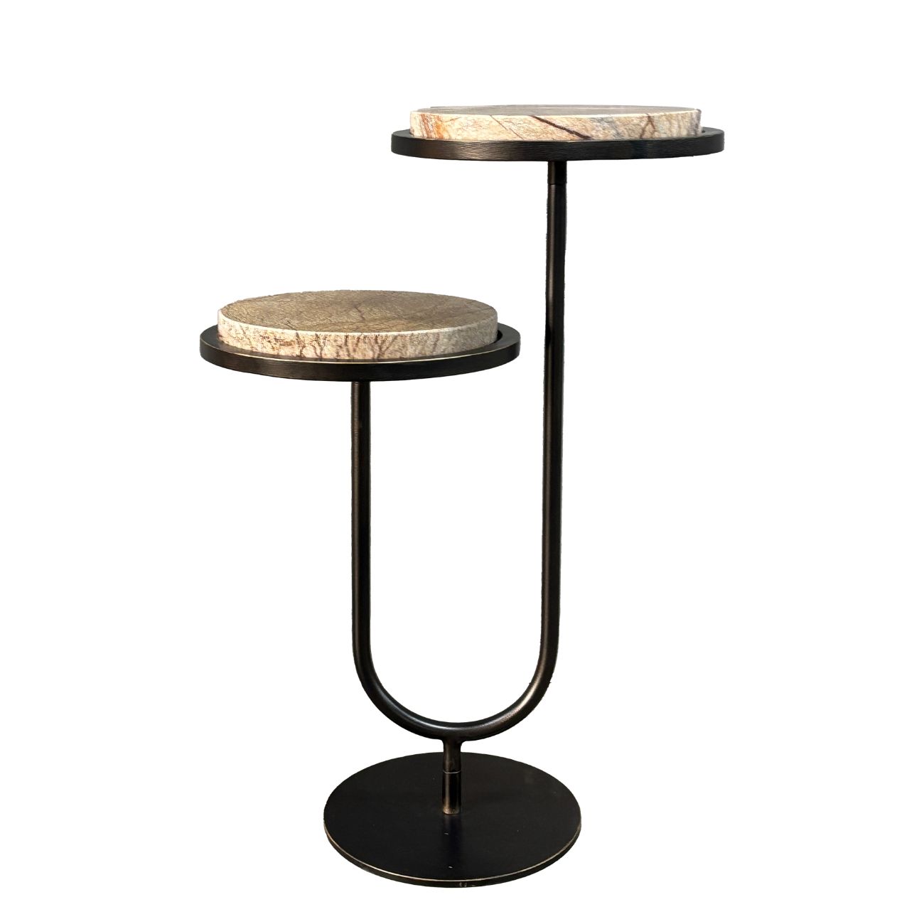 Polo Forest Brown Marble Accent Table
