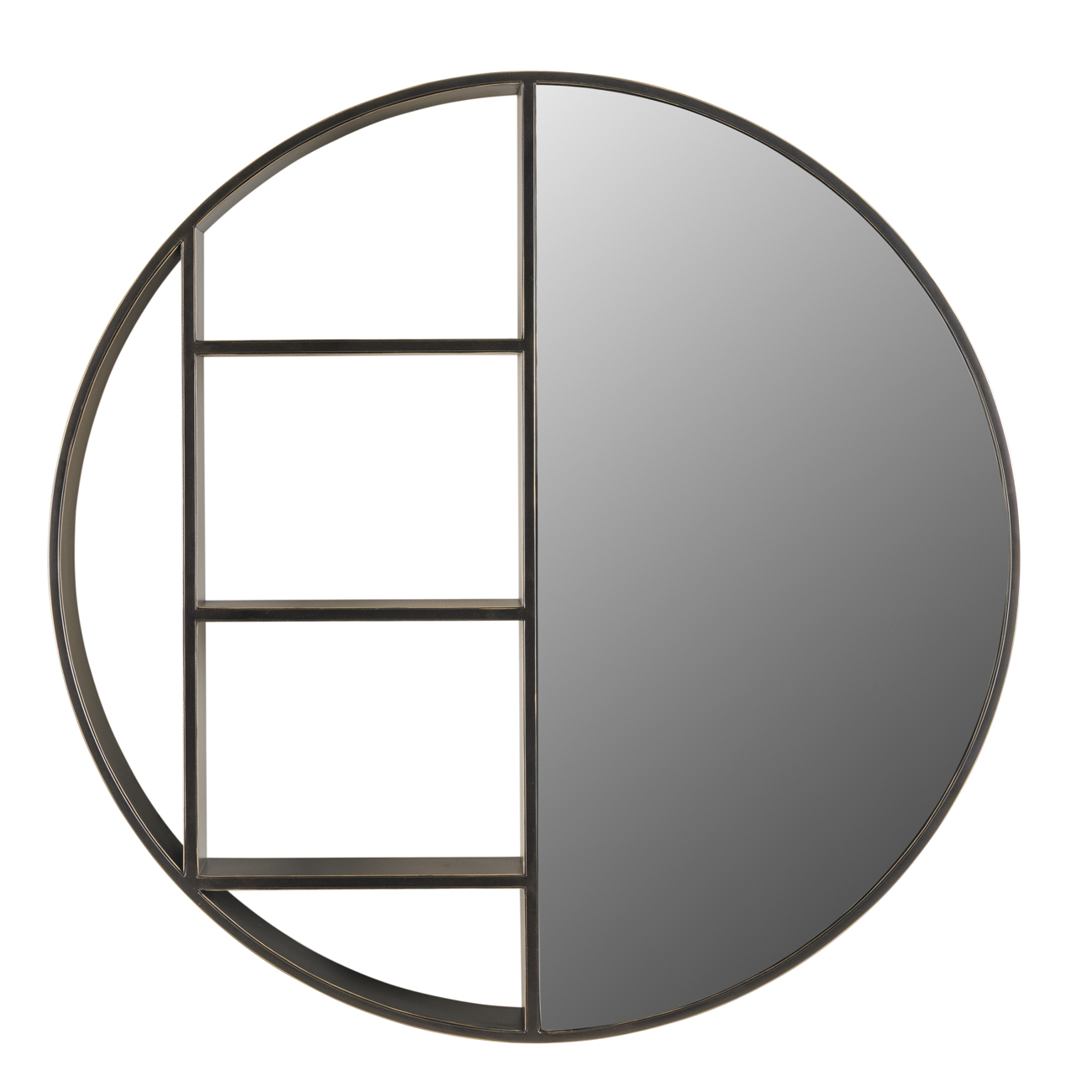 Carraway Black Shelving Mirror Small