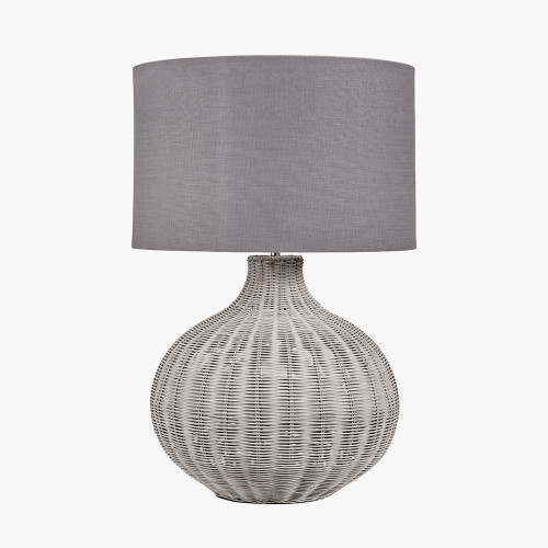 Allona grey wash rattan table lamp with grey shade