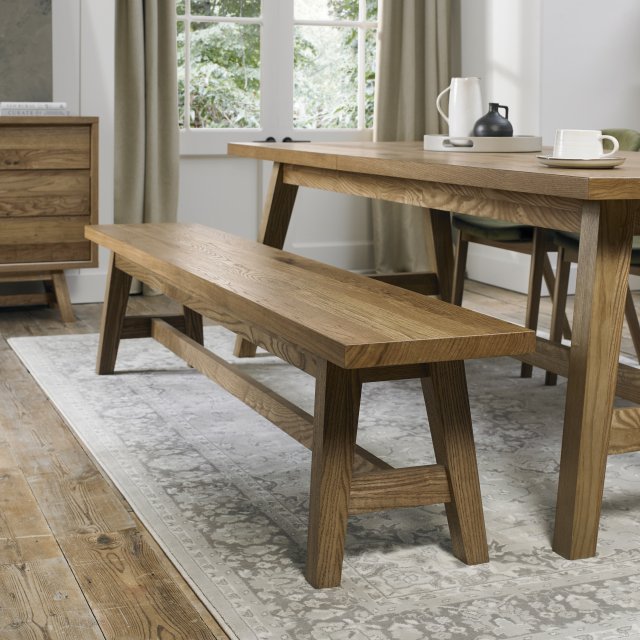 Austin Large Dining Bench in rustic oak