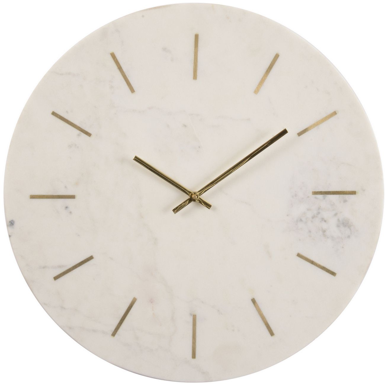 Brass-inlay marble wall clock