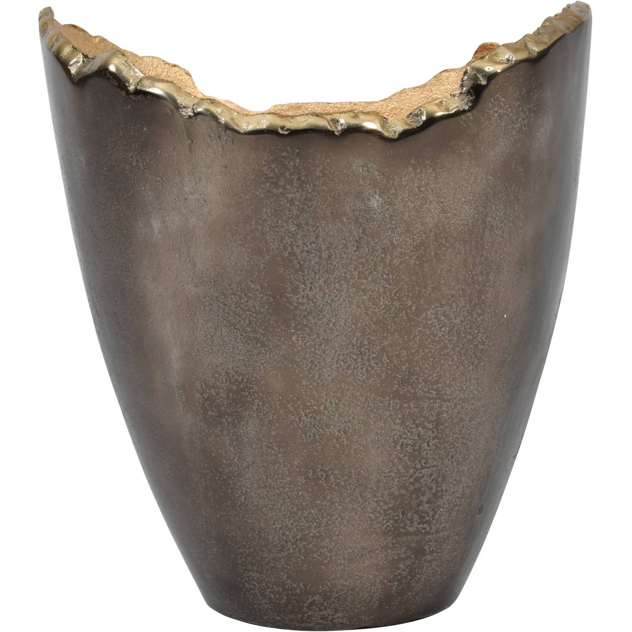 Large lava-edged vase with bronze and gold finishes