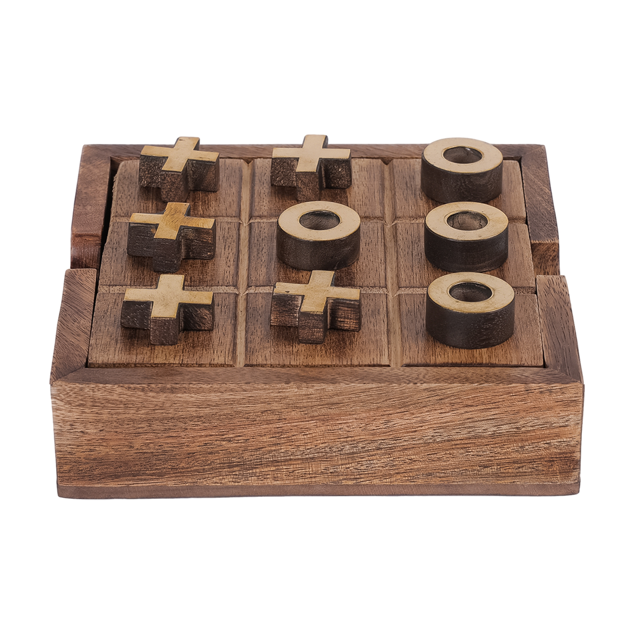 Mango Wood Noughts &amp; Crosses + Solitaire