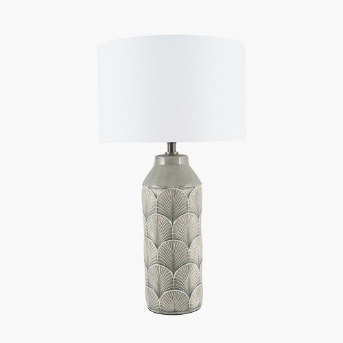 Bethan embossed grey ceramic table lamp