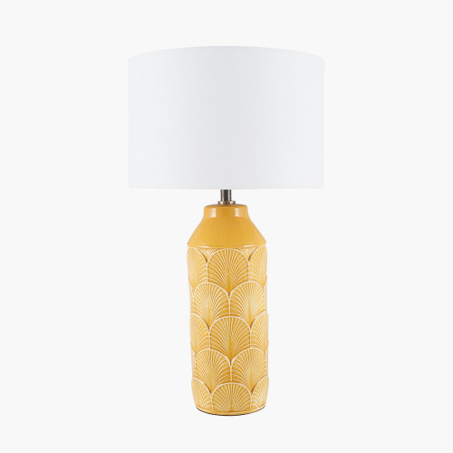Bethan embossed mustard ceramic table lamp