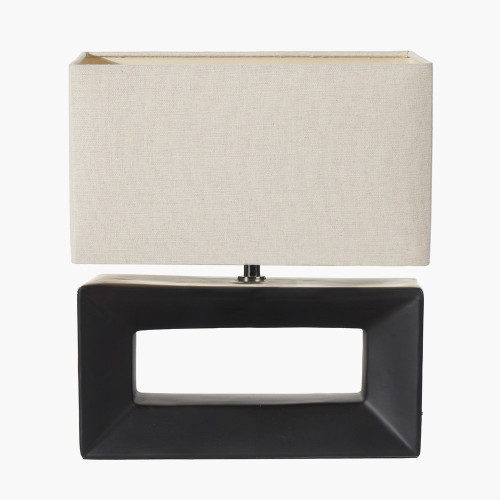 Block black ceramic rectangular table lamp