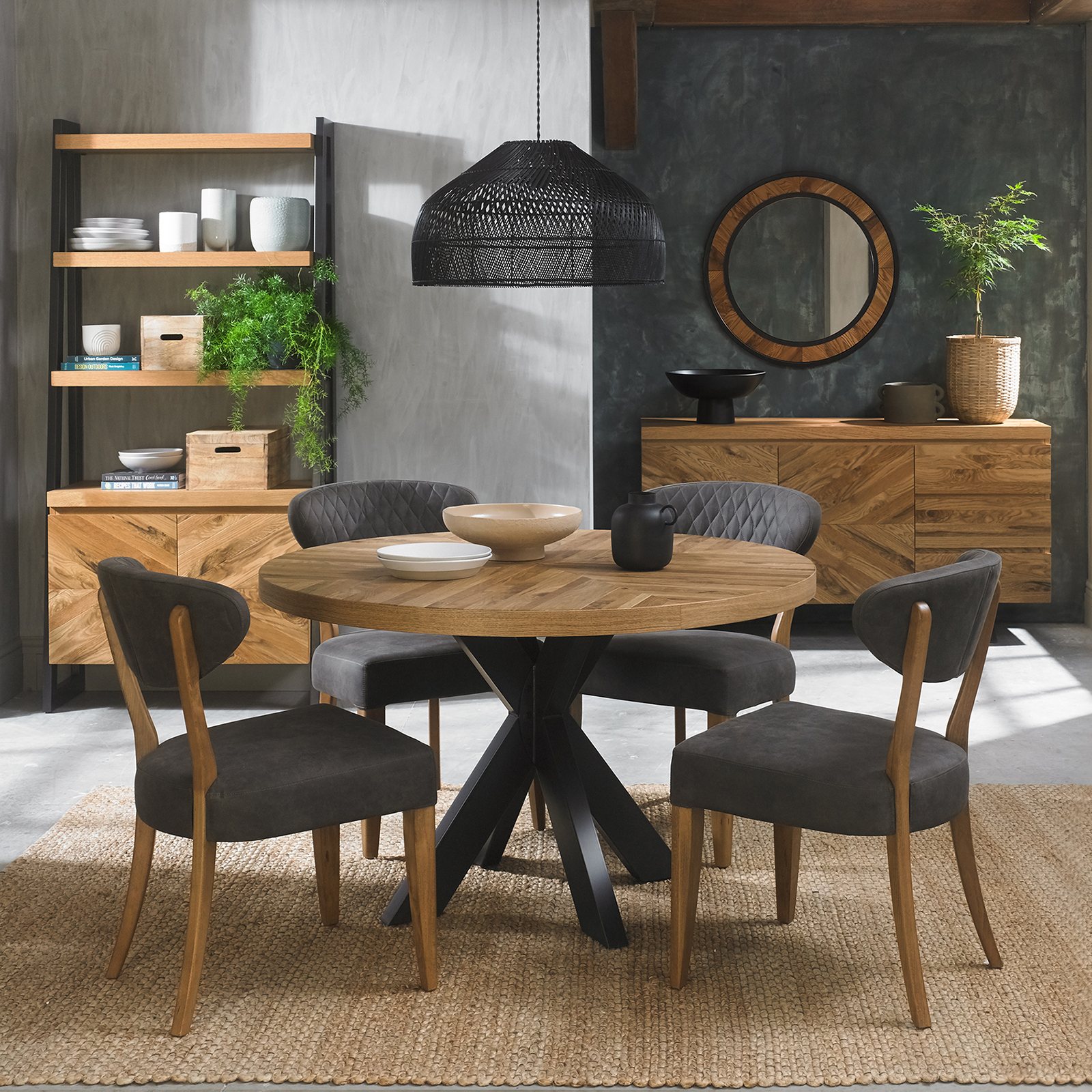 Florence Circular Dining Table in Rustic Oak
