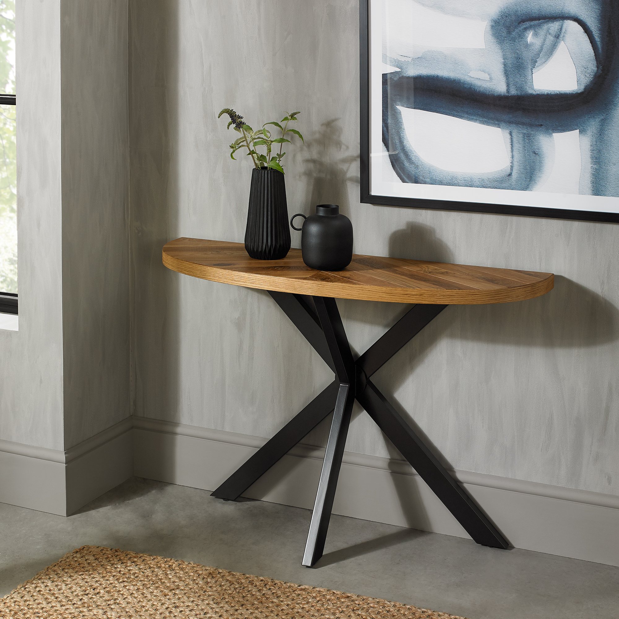 Florence Console Table in Rustic Oak