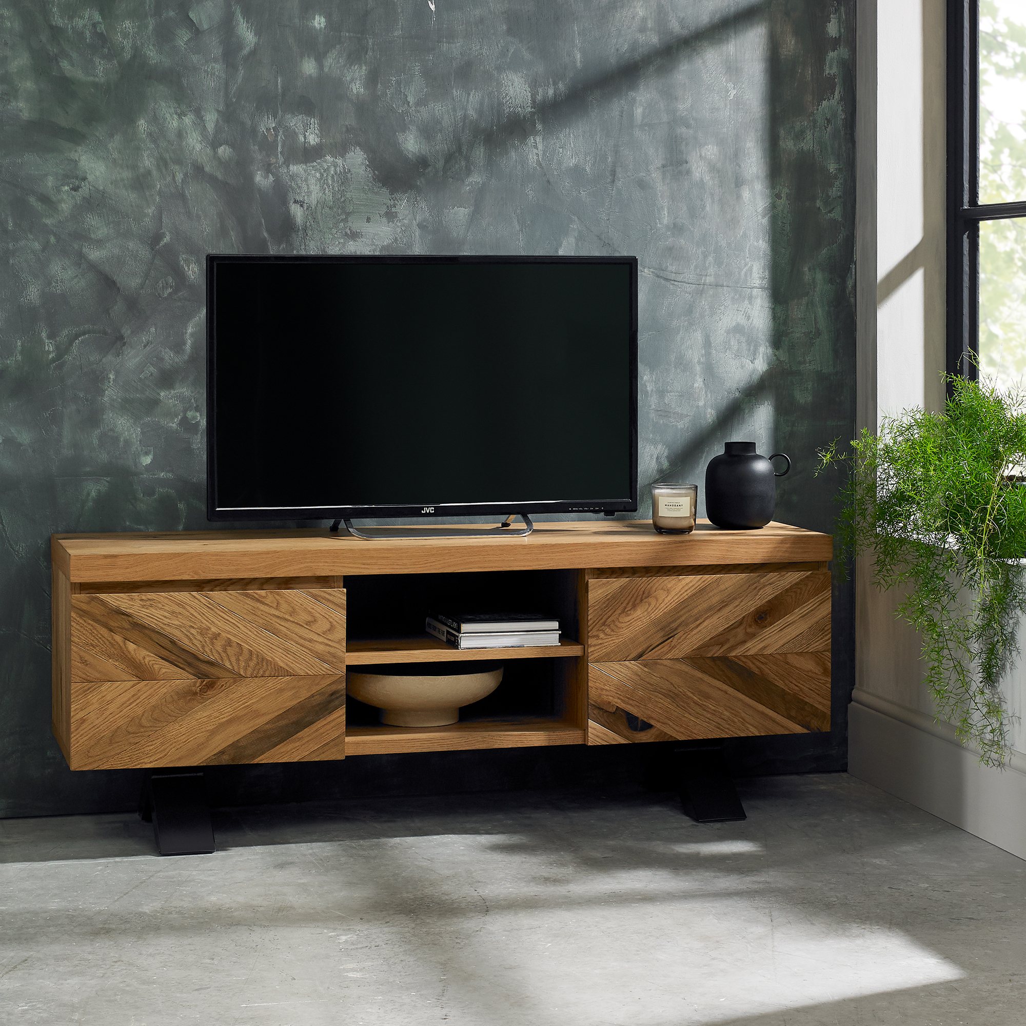 Florence Entertainment Unit in Rustic Oak