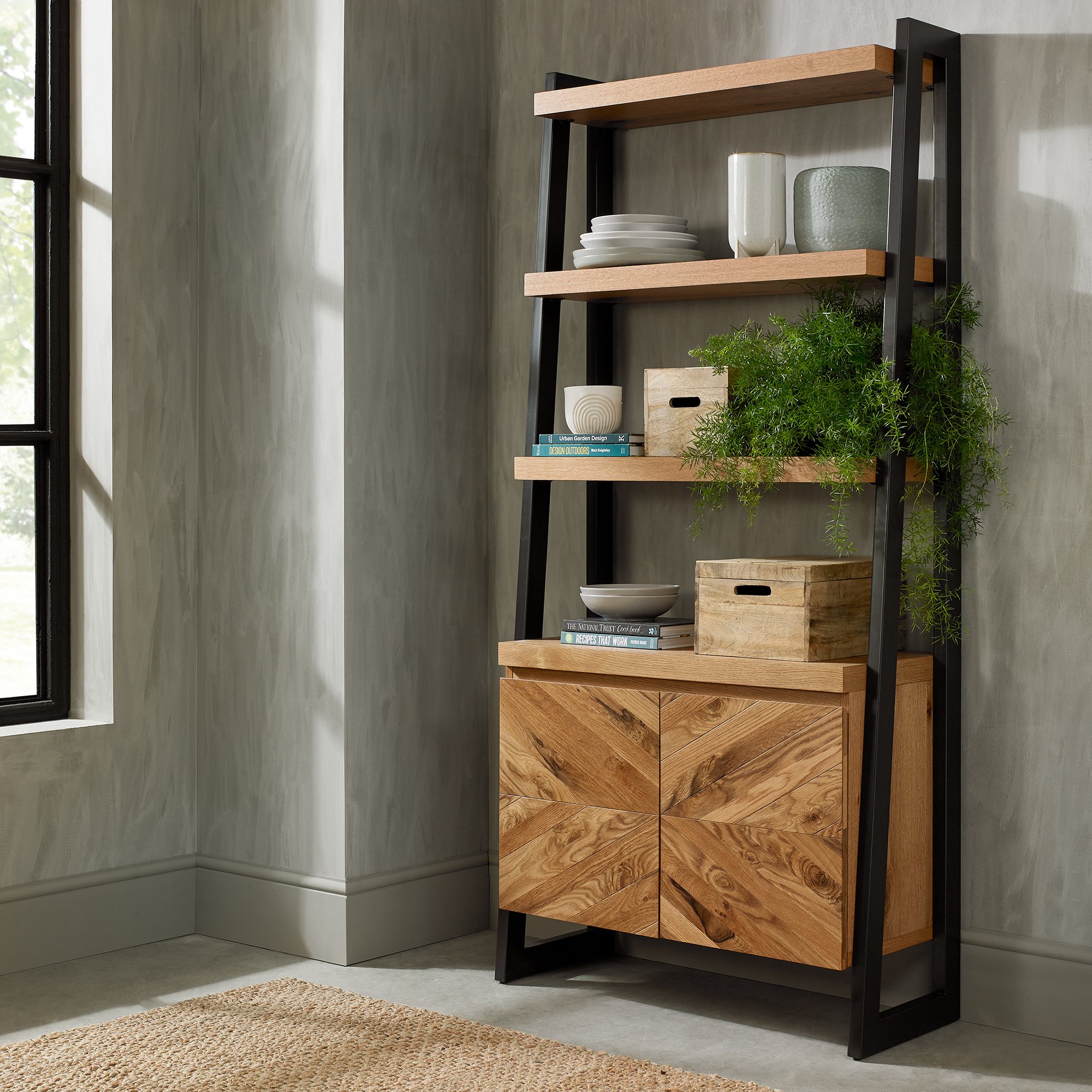 Florence Open Display Unit in Rustic Oak