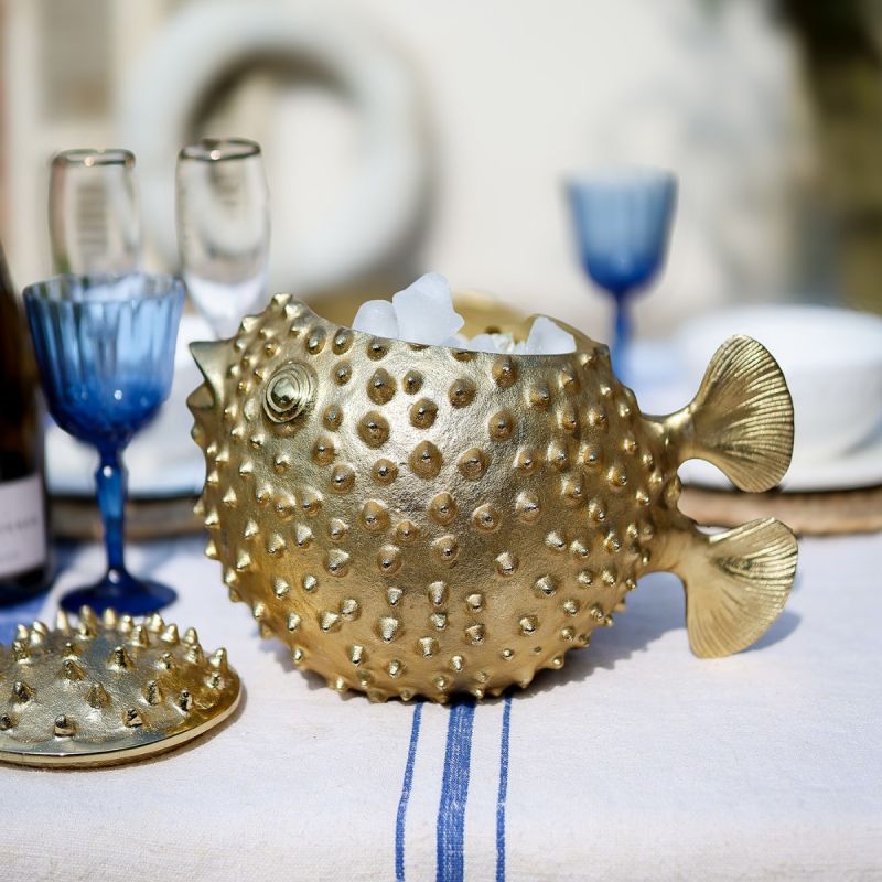 Gold Puffer Fish Ice Bucket