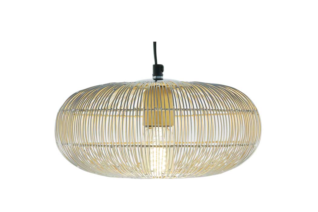 Small Loop pendant light with a wide oval wire shade