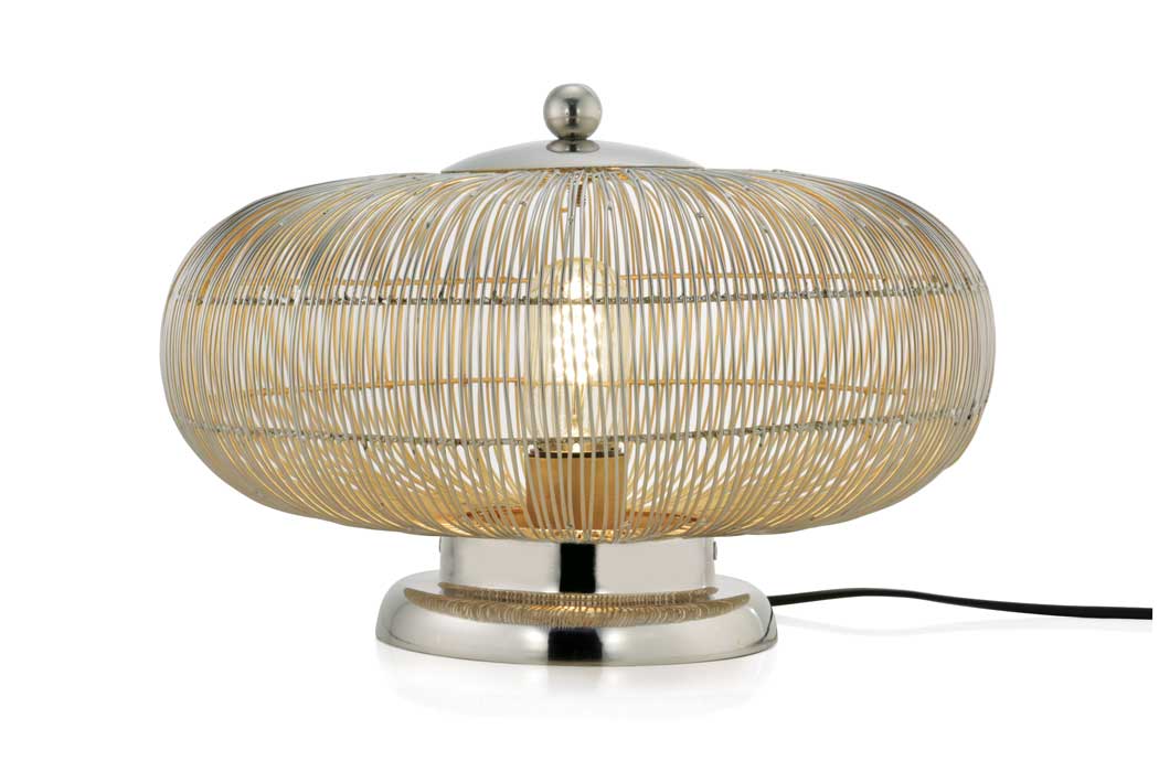 Medium Loop table lamp with a rounded wire-work shade