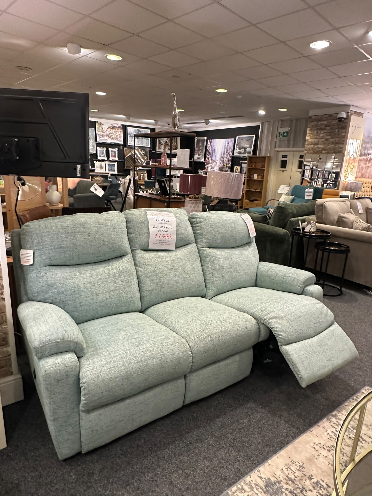 Dorset three seater power reclining sofa, alternate photograph