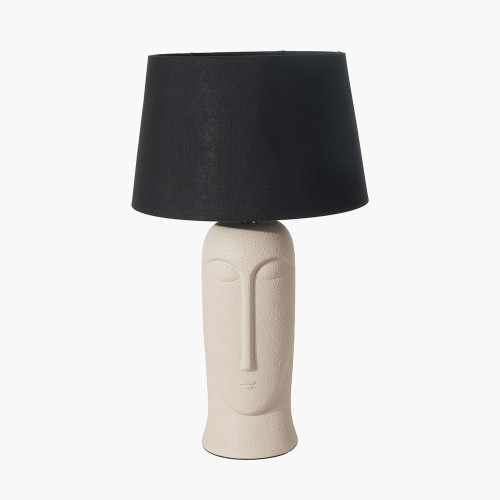 Rushmore cream textured ceramic table lamp with face detail