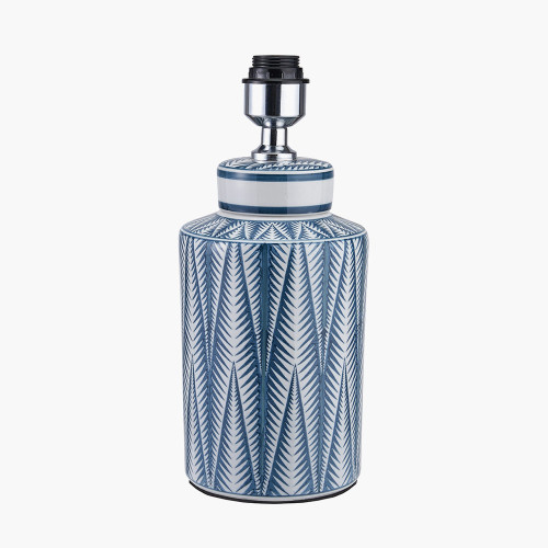 Samara blue and white Aztec pattern ceramic table lamp base
