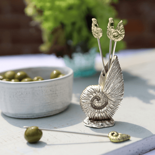 Shell Cocktail Picks Silver Set of 4
