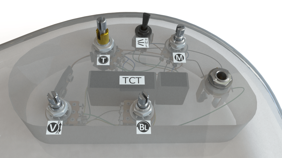 3 Band TCT Preamp, 4 Pots, 1 toggle - TCT-4.7 - Bartolini Pickups