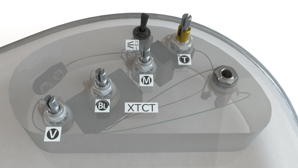 3 Band XTCT Preamp, 4 Inline Pots, 1 toggle - XTCT-4.7J
