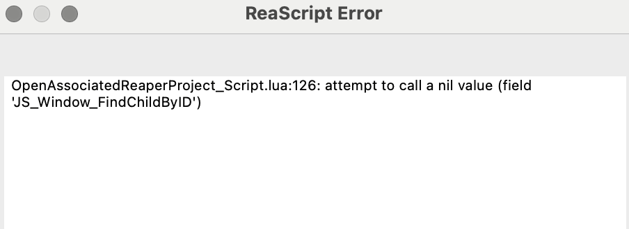 Lua 126 error dialog in REAPER