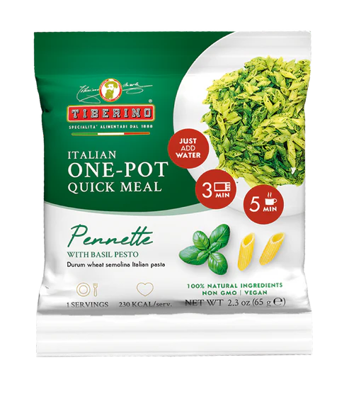 Tiberino Quick Penne med basilikumpesto frysetørret