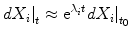 
$$ {\left. d{X}_i\right|}_t\approx {\mathrm{ e}}^{\lambda_i t}{\left. d{X}_i\right|}_{t_0} $$
