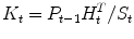 
$$ {K}_t={P}_{t-1}{H}_t^T/{S}_t $$
