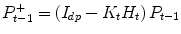 
$$ {P}_{t-1}^{+}=\left({I}_{dp}-{K}_t{H}_t\right){P}_{t-1} $$

