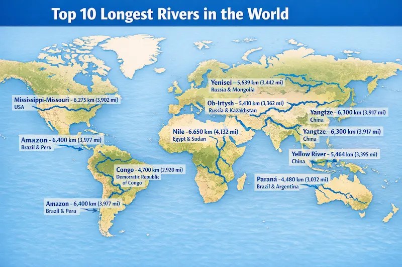 Longest Rivers In The World 2026 Nile Vs Amazon Longest Rivers World Map