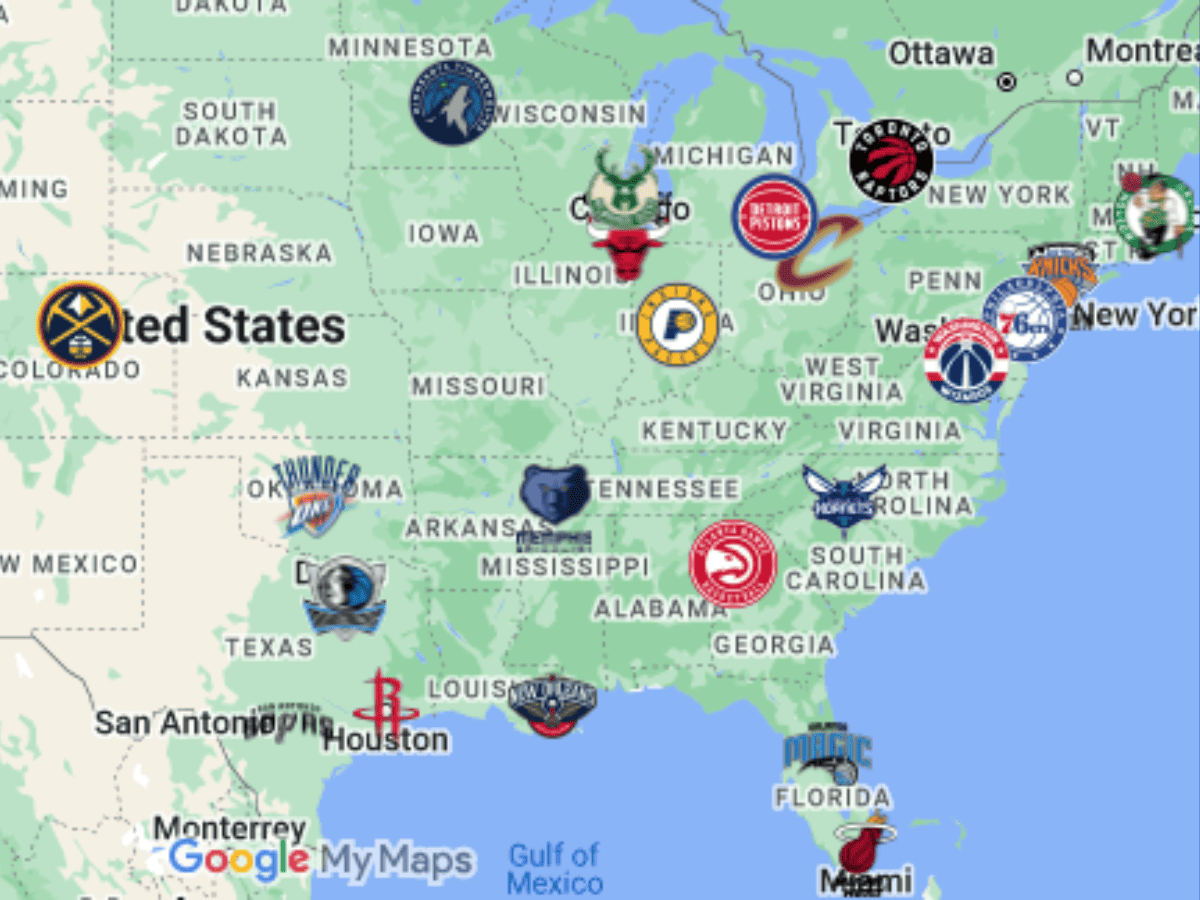 Nba Map Teams Logos Sport League Maps Of Team.