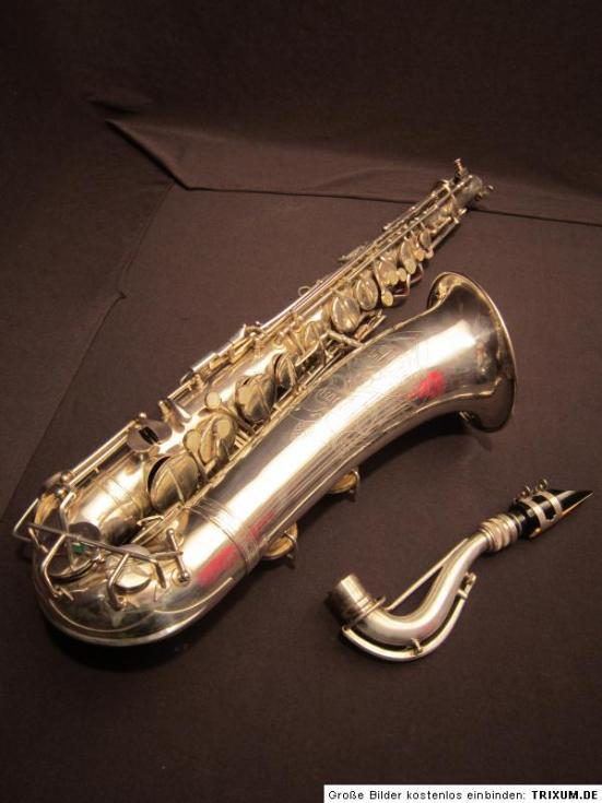 saxophone, G.H. Hüller, tenor sax, silver plated, German-made, vintage 