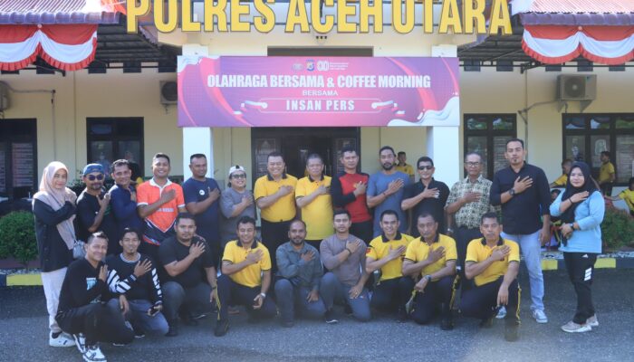 Bersinergi, Polres Aceh Utara Gelar Olahraga Bersama Insan Pers