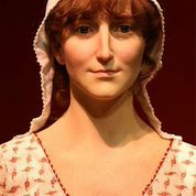 A wax work of Jane Austen at the Jane Austen Centre in Bath