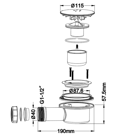 ABS floor drain with 40mm outlet