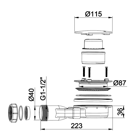 round ABS floor drain with 40mm outlet