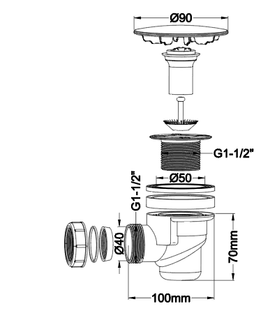 ABS Floor Drain 90mm 40mm Outlet 42L/min 75mm I