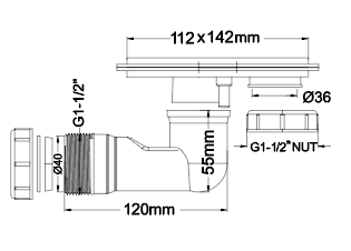 Rectangular Floor Drain 112x142mm