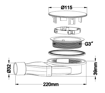 ABS Floor Drain 115mm 32mm Outlet