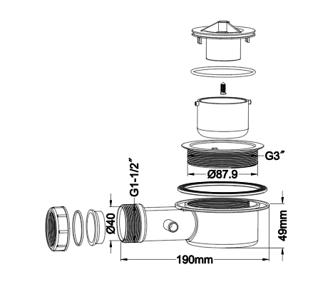 ABS Floor Drain 40mm Outlet 45L/min