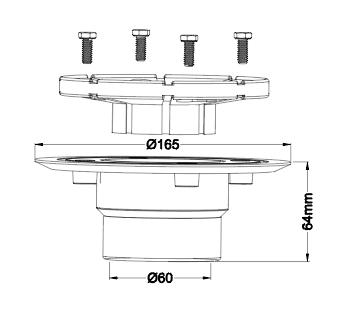 PP Floor Drain 60mm Outlet