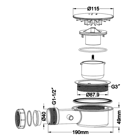 ABS Floor Drain 40mm Outlet