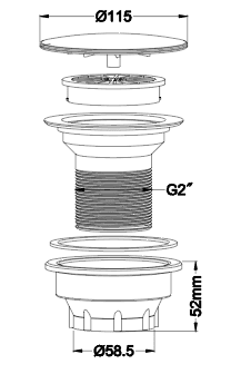 ABS Floor Drain 115mm 58.5mm Outlet
