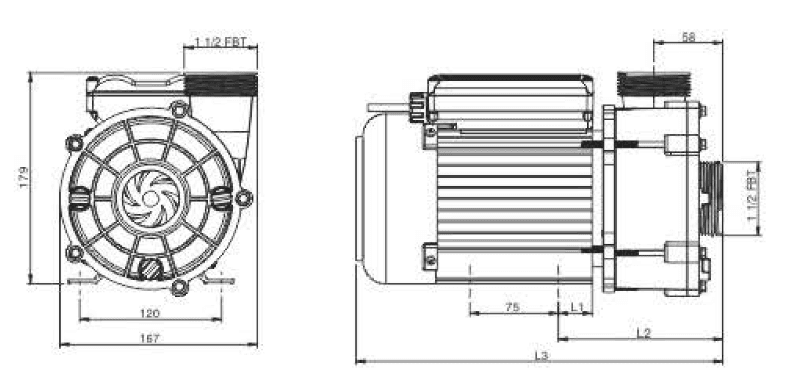 HTC Series Bathtub Pump 220-240V (600W-1500W)