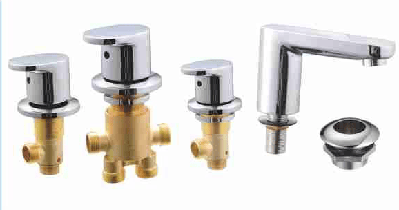 BY-1141 Bathtub Valve Set with Lever Handles and L-Shape Spout