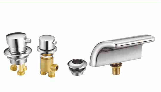 BY-1136 Bathtub Valve Set with Mushroom Caps and Waterfall Spout