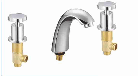BY-1145 Bathtub Valve Set with Cross-Top Handles and Swan Spout