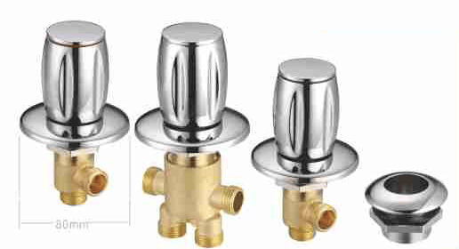 BY-1016 Bathtub Control Valve with Fluted Oval Knobs