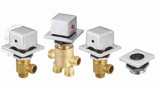 BY-1015 Bathtub Control Valve with Square Cube Knobs