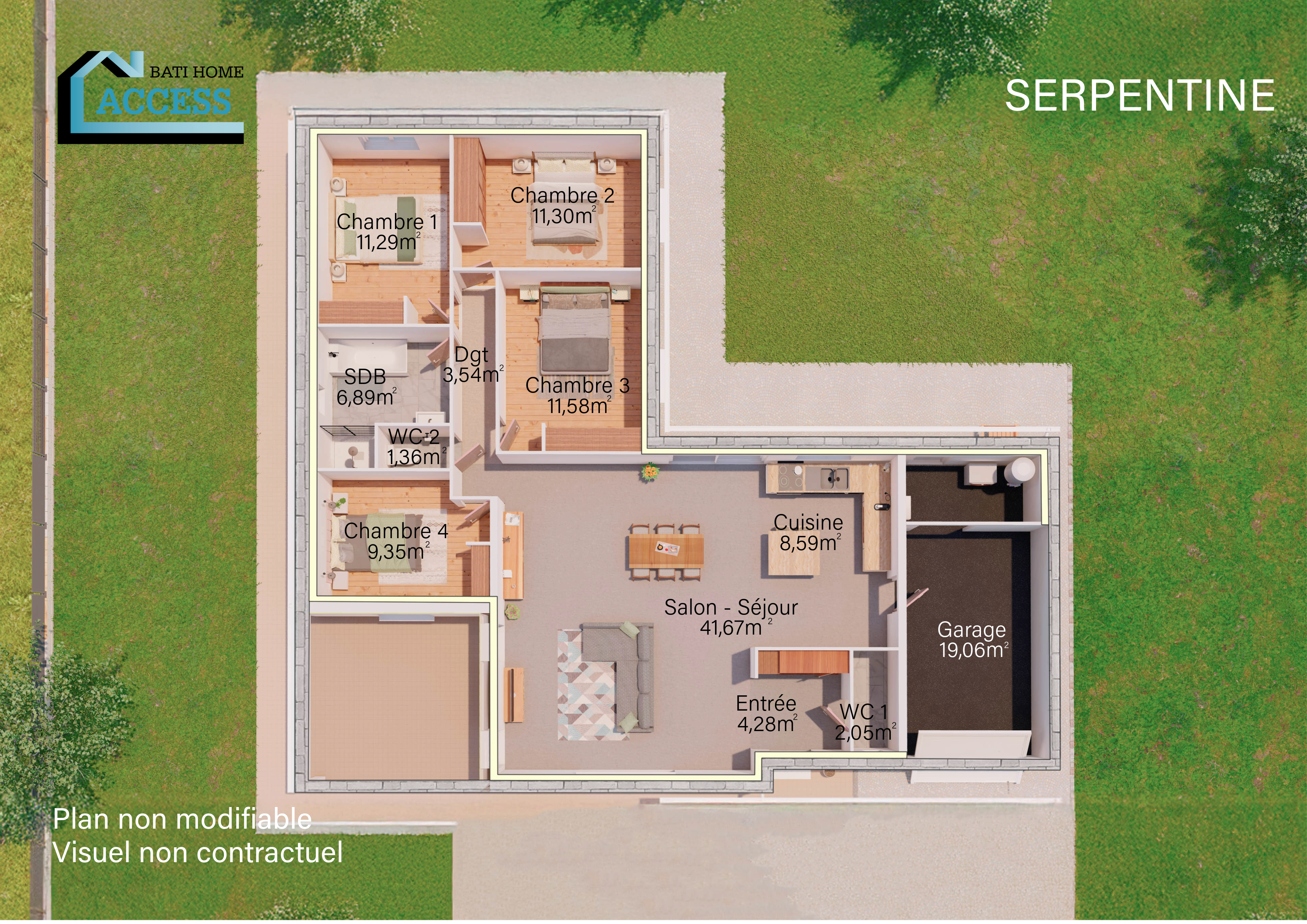Maison Serpentine - plan interieur